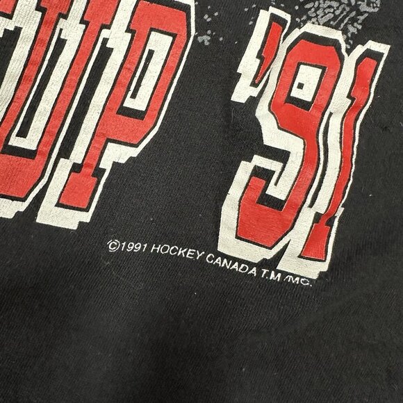 Vintage 1991 Labatt Coupe Canada Cup NHL Hockey Shirt Size L Black - Picture 3 of 6